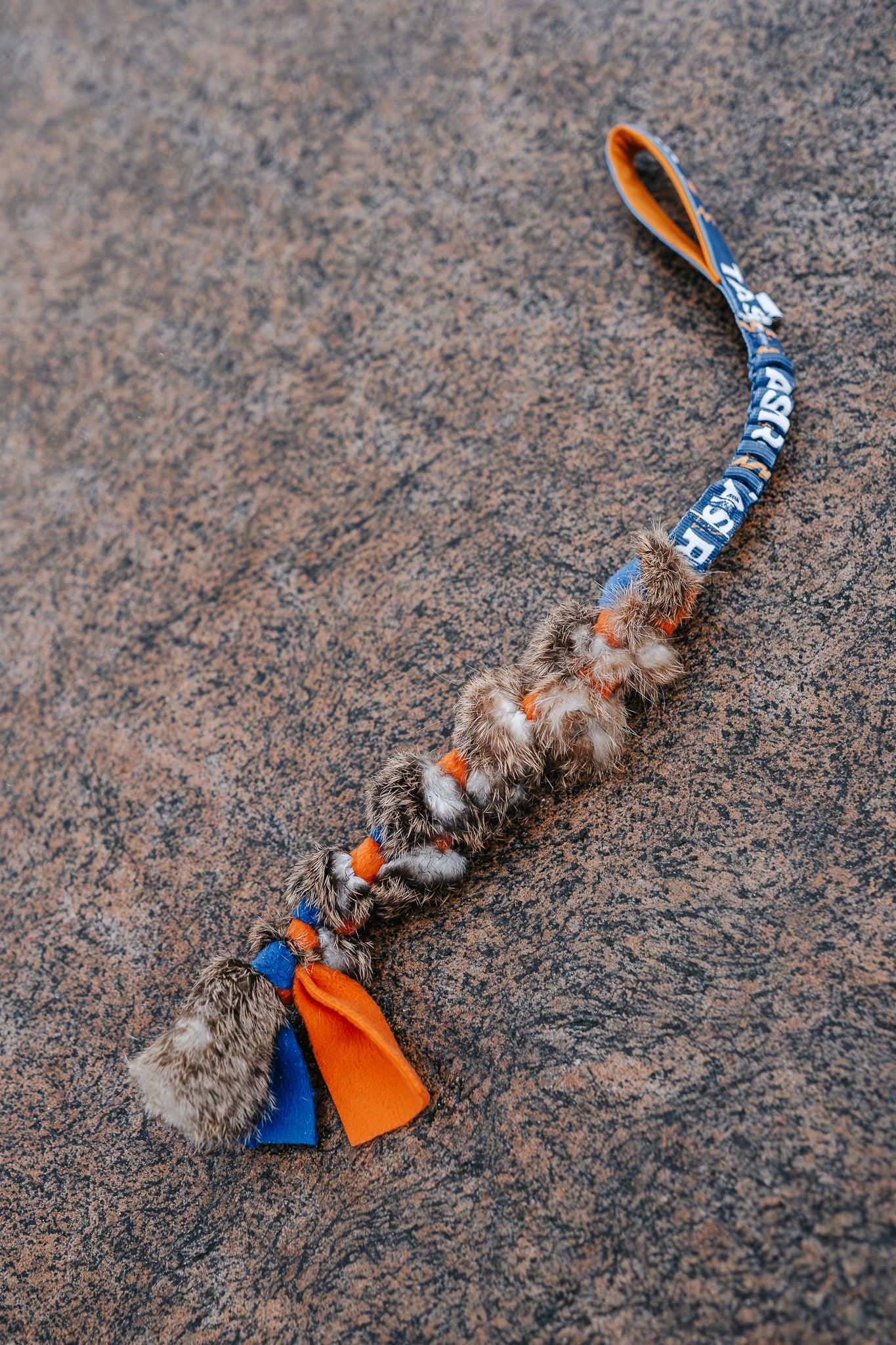 Kampfläta med äkta kaninpäls