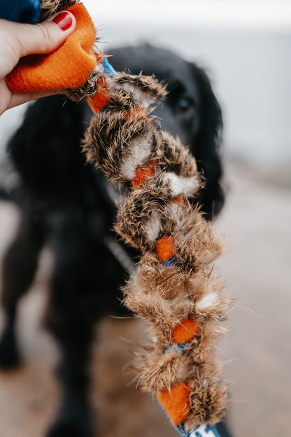 Kampfläta med äkta kaninpäls