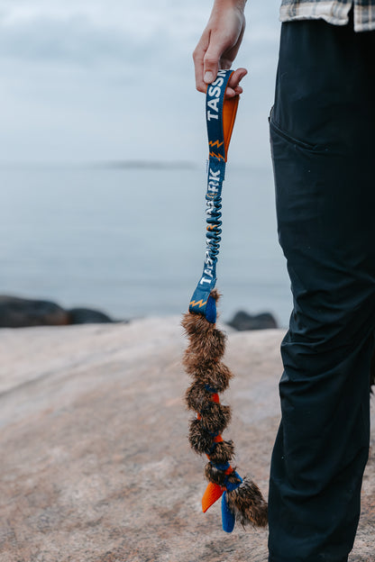 Kampfläta med äkta kaninpäls